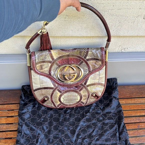 Authentic Gucci Interlock Lizard Skin - Picture 1 of 10